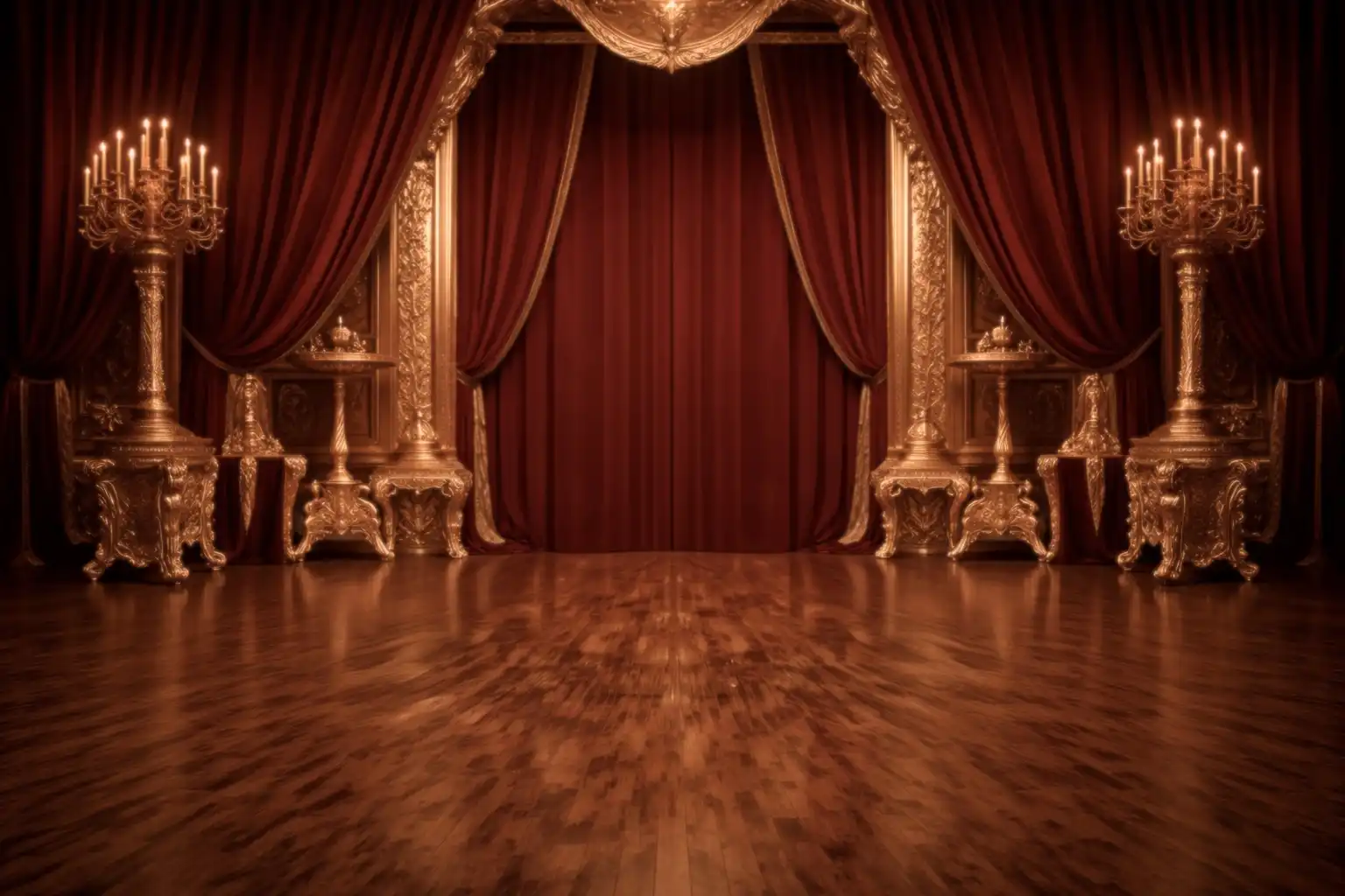 A luxurious throne room surrounded by opulent decor and soft lighting